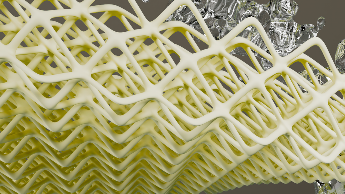 Close-up of HALS Lattice Cushioning design showcasing its unique texture and structure for innovative footwear.